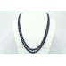 Blue Sapphire Round Beads glass filling Stones NECKLACE 2 lines 459 Carats